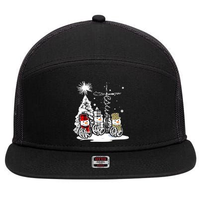 Faith Hope Love Jesus Snowman Plaid Leopard Christmas Gift 7 Panel Mesh Trucker Snapback Hat