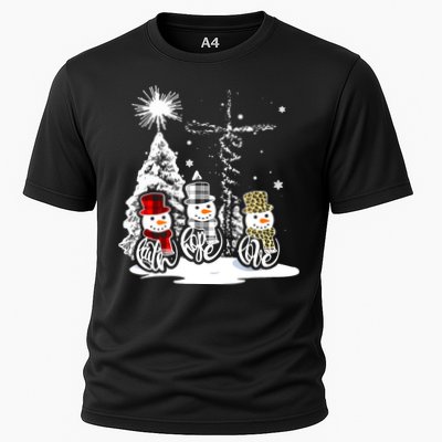 Faith Hope Love Jesus Snowman Plaid Leopard Christmas Gift Cooling Performance Crew T-Shirt
