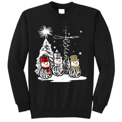 Faith Hope Love Jesus Snowman Plaid Leopard Christmas Gift Sweatshirt