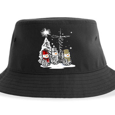 Faith Hope Love Jesus Snowman Plaid Leopard Christmas Gift Sustainable Bucket Hat