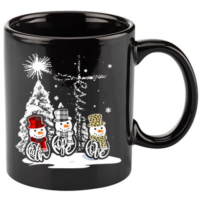 Faith Hope Love Jesus Snowman Plaid Leopard Christmas Gift 11oz C Handle Ceramic Mug