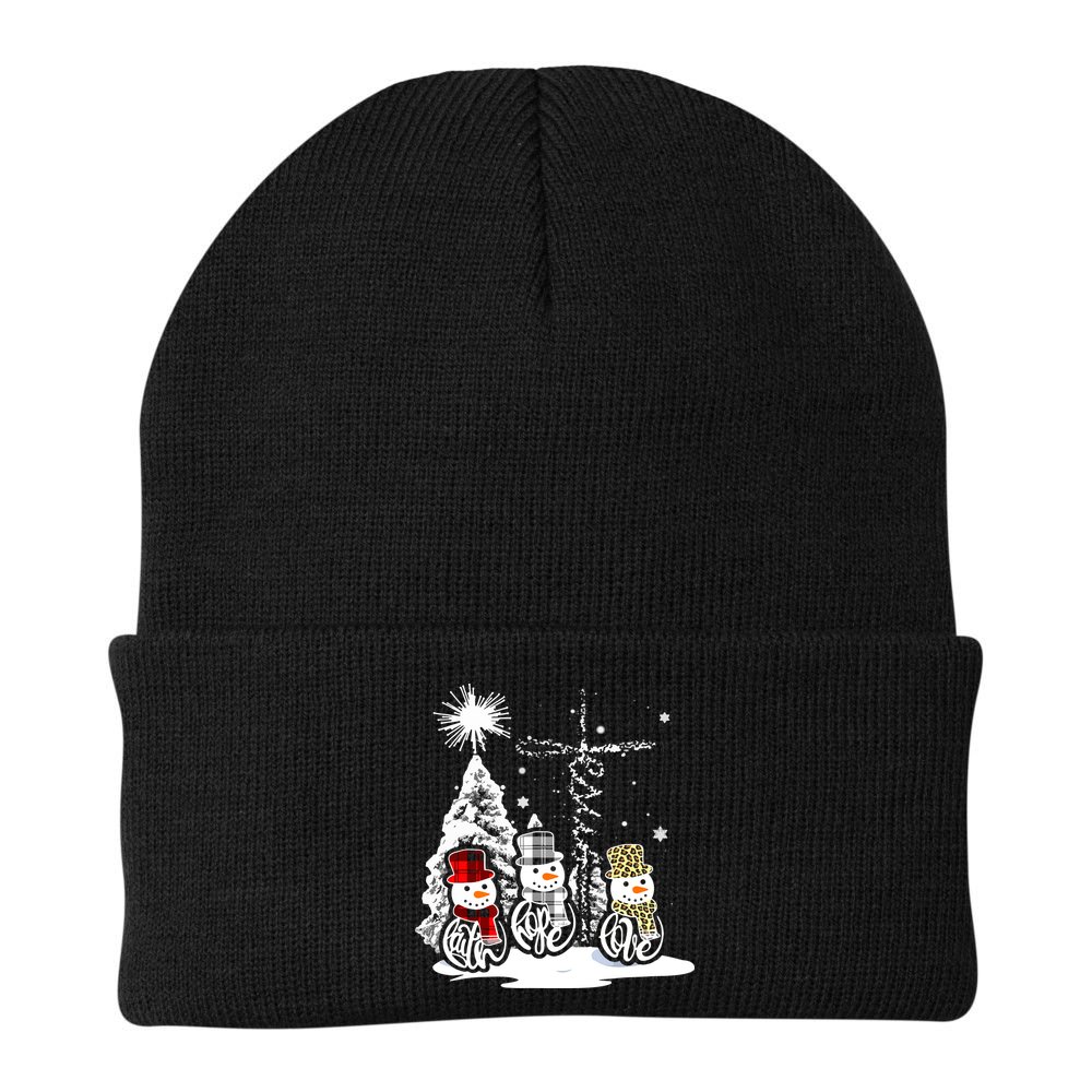 Faith Hope Love Jesus Snowman Plaid Leopard Christmas Gift Beanie