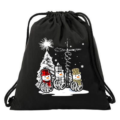 Faith Hope Love Jesus Snowman Plaid Leopard Christmas Gift Drawstring Bag