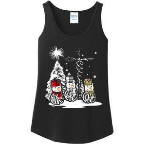 Faith Hope Love Jesus Snowman Plaid Leopard Christmas Gift Ladies Essential Tank