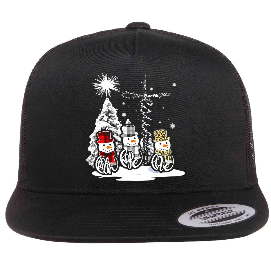 Faith Hope Love Jesus Snowman Plaid Leopard Christmas Gift Flat Bill Trucker Hat