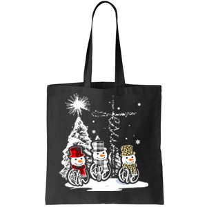 Faith Hope Love Jesus Snowman Plaid Leopard Christmas Gift Tote Bag