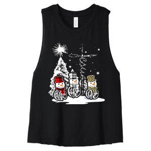 Faith Hope Love Jesus Snowman Plaid Leopard Christmas Gift Women's Racerback Cropped Tank