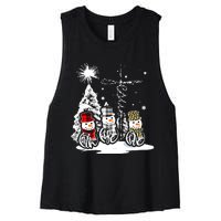 Faith Hope Love Jesus Snowman Plaid Leopard Christmas Gift Women's Racerback Cropped Tank