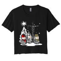 Faith Hope Love Jesus Snowman Plaid Leopard Christmas Gift Women's Crop Top Tee