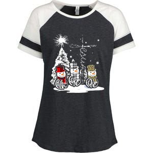 Faith Hope Love Jesus Snowman Plaid Leopard Christmas Gift Enza Ladies Jersey Colorblock Tee