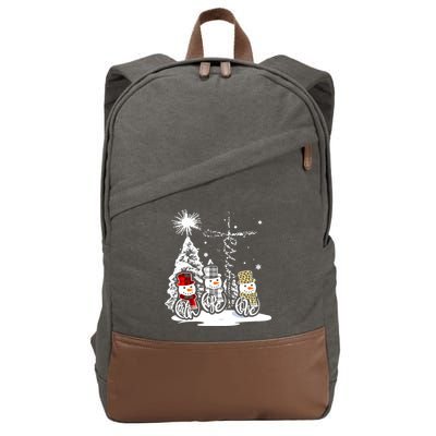 Faith Hope Love Jesus Snowman Plaid Leopard Christmas Gift Cotton Canvas Backpack