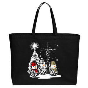 Faith Hope Love Jesus Snowman Plaid Leopard Christmas Gift Cotton Canvas Jumbo Tote