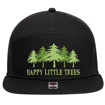 Funny Happy Little Trees Gifts Bob Style Camping 7 Panel Mesh Trucker Snapback Hat