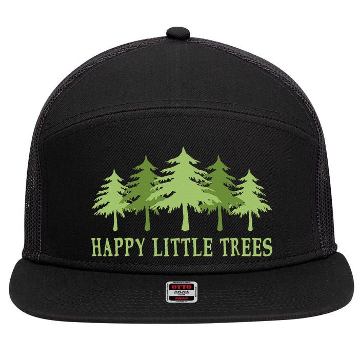 Funny Happy Little Trees Gifts Bob Style Camping 7 Panel Mesh Trucker Snapback Hat
