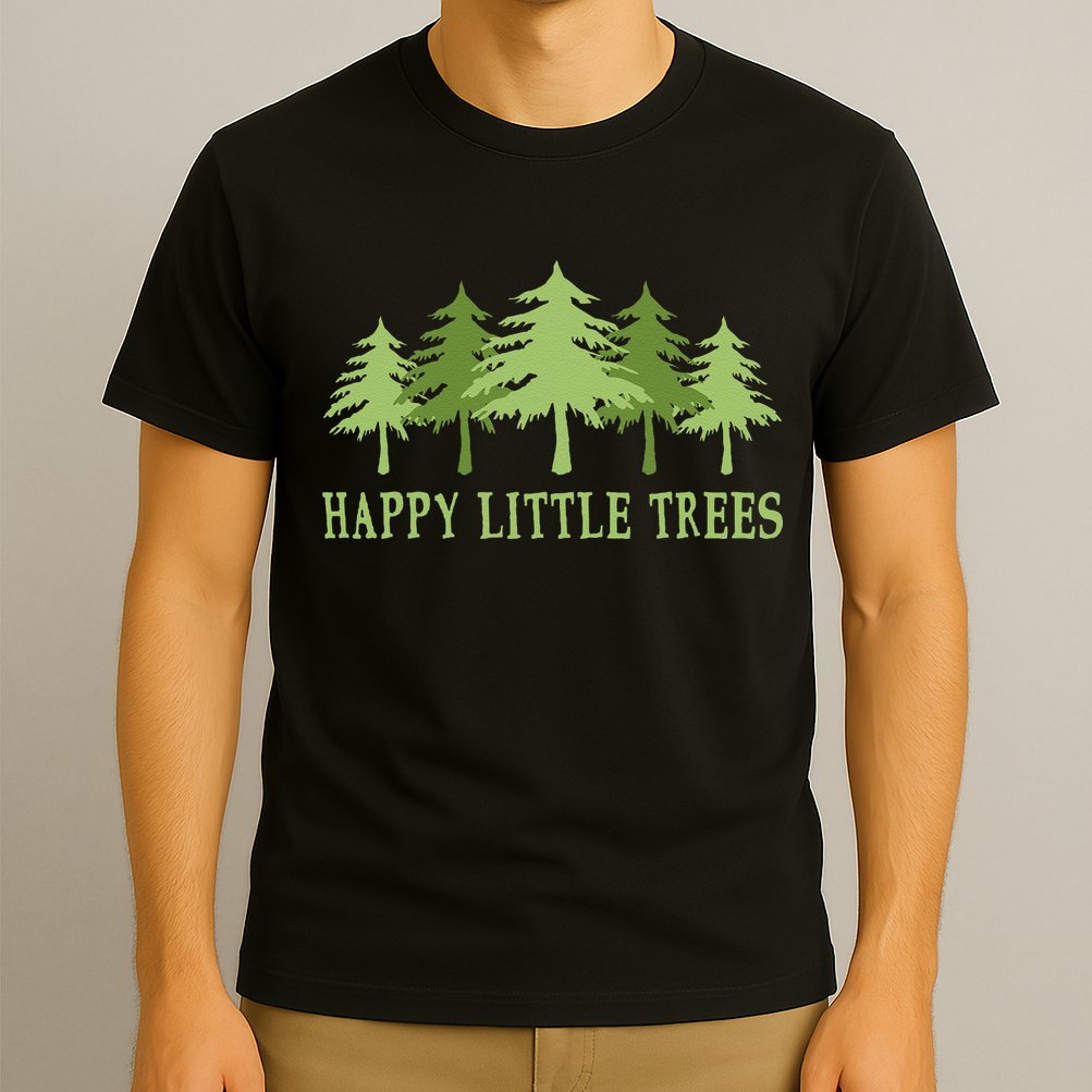 Funny Happy Little Trees Gifts Bob Style Camping T-Shirt