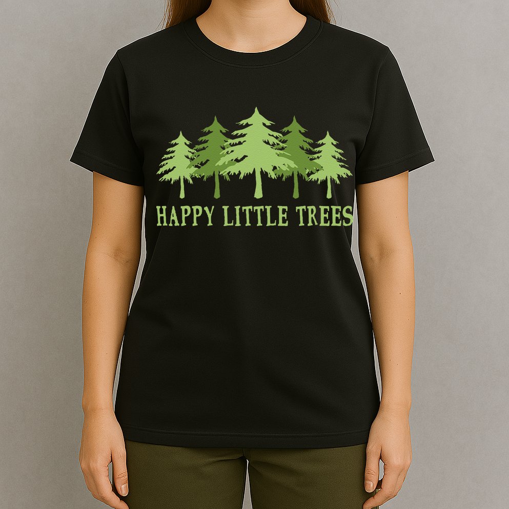 Funny Happy Little Trees Gifts Bob Style Camping T-Shirt