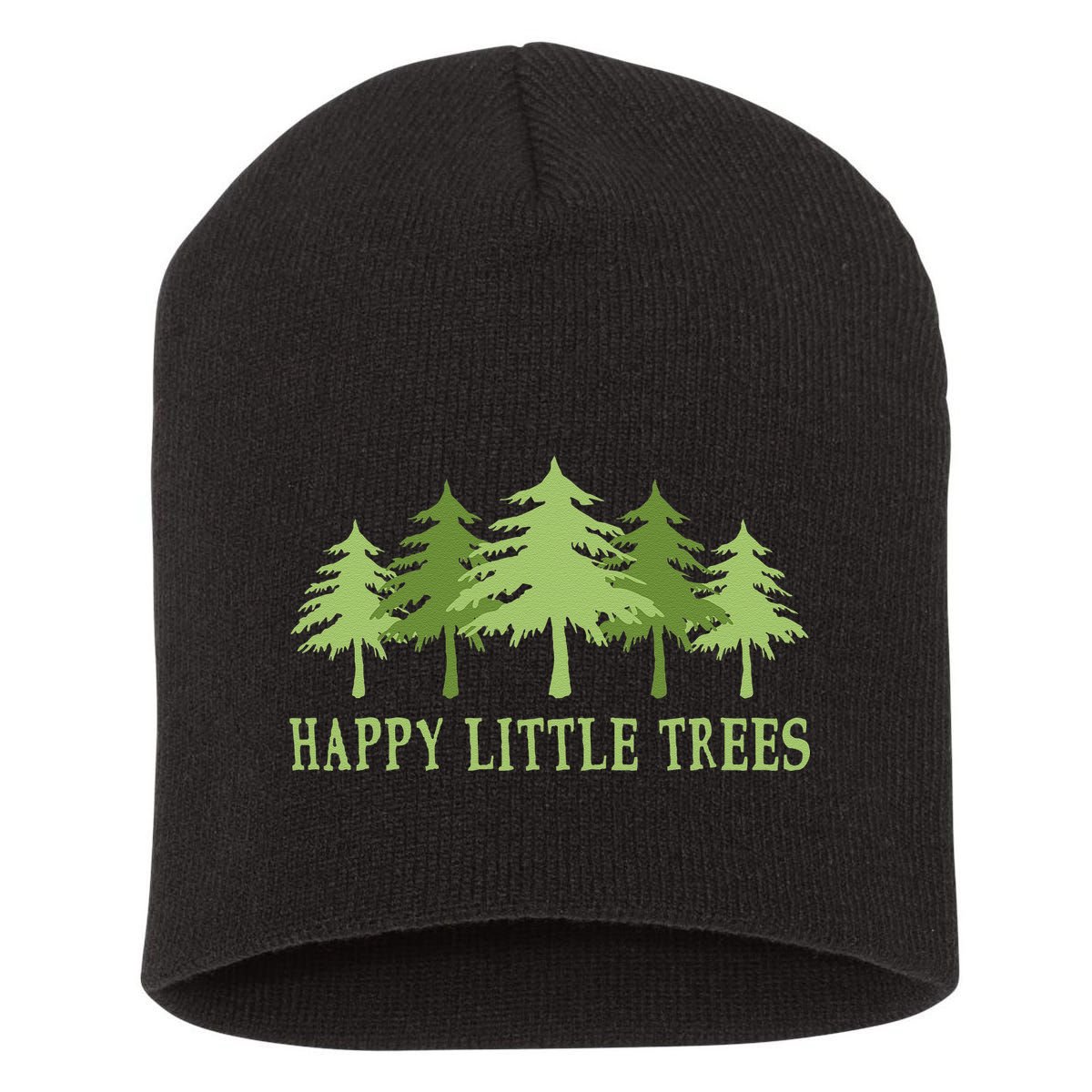 Funny Happy Little Trees Gifts Bob Style Camping Short Acrylic Beanie