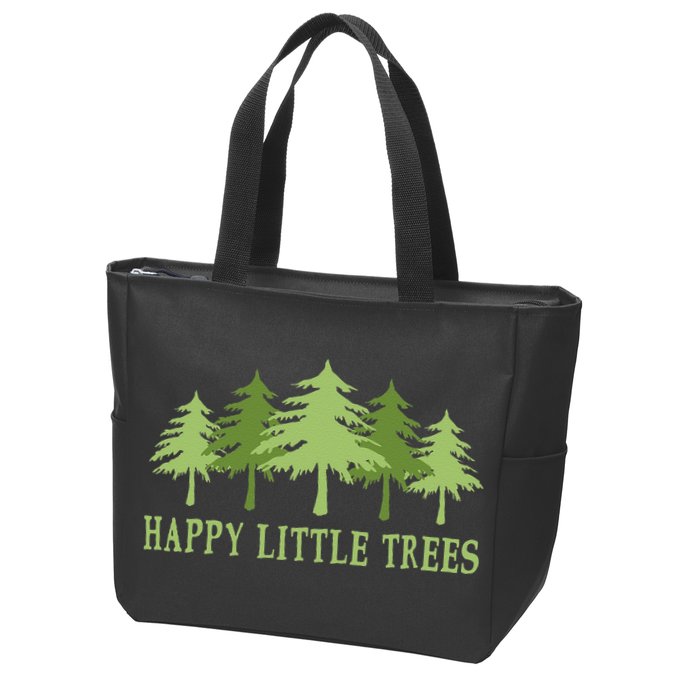 Funny Happy Little Trees Gifts Bob Style Camping Zip Tote Bag