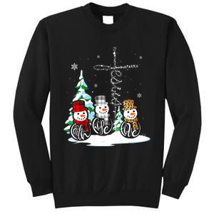 Faith Hope Love Jesus Snowman Plaid Leopard Christmas Sweatshirt