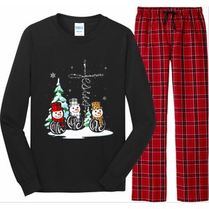 Faith Hope Love Jesus Snowman Plaid Leopard Christmas Long Sleeve Pajama Set