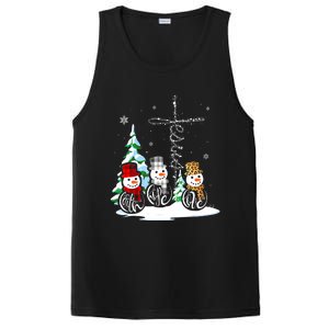 Faith Hope Love Jesus Snowman Plaid Leopard Christmas PosiCharge Competitor Tank