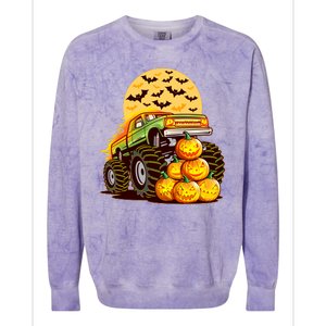 Funny Halloween Monster Truck Colorblast Crewneck Sweatshirt