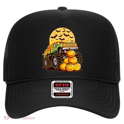 Funny Halloween Monster Truck High Crown Mesh Back Trucker Hat