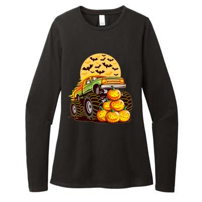 Funny Halloween Monster Truck Womens CVC Long Sleeve Shirt