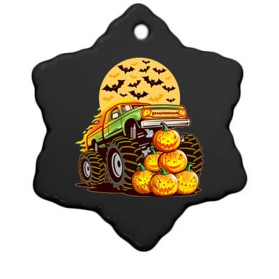 Funny Halloween Monster Truck Ceramic Star Ornament