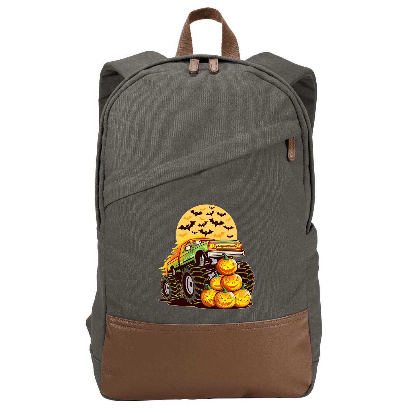 Funny Halloween Monster Truck Cotton Canvas Backpack
