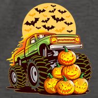 Funny Halloween Monster Truck Vector Backpack