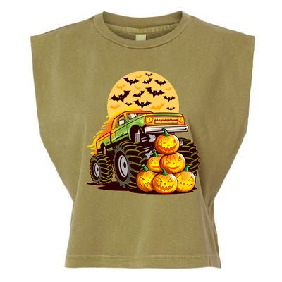 Funny Halloween Monster Truck Garment-Dyed Women's Muscle Tee