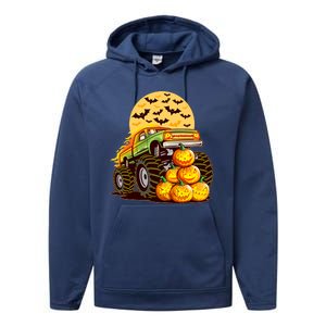 Funny Halloween Monster Truck Performance Fleece Hoodie