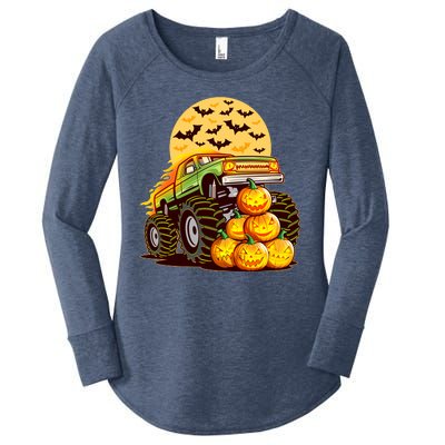 Funny Halloween Monster Truck Women's Perfect Tri Tunic Long Sleeve Shirt