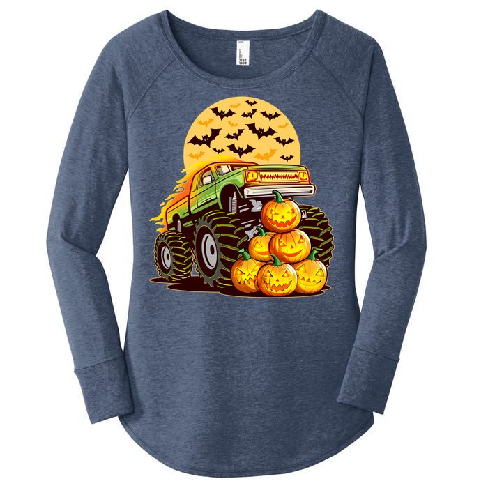 Funny Halloween Monster Truck Women's Perfect Tri Tunic Long Sleeve Shirt