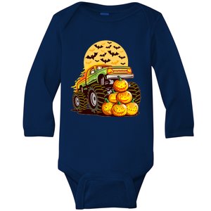 Funny Halloween Monster Truck Baby Long Sleeve Bodysuit