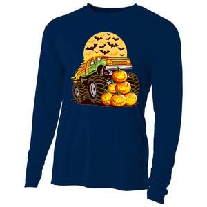 Funny Halloween Monster Truck Cooling Performance Long Sleeve Crew