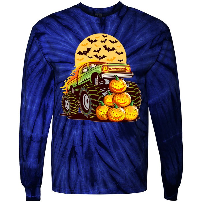 Funny Halloween Monster Truck Tie-Dye Long Sleeve Shirt