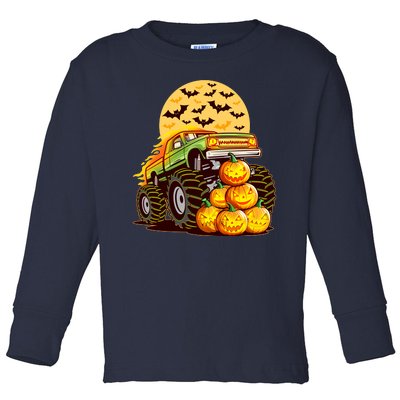 Funny Halloween Monster Truck Toddler Long Sleeve Shirt