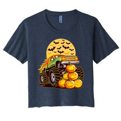 Funny Halloween Monster Truck Women's Crop Top Tee