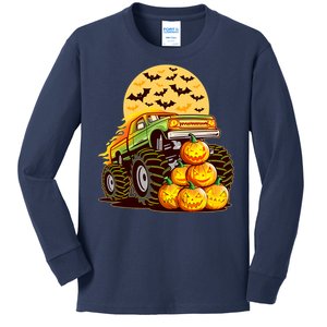 Funny Halloween Monster Truck Kids Long Sleeve Shirt