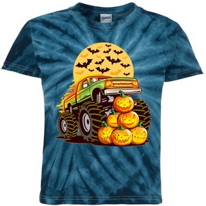 Funny Halloween Monster Truck Kids Tie-Dye T-Shirt