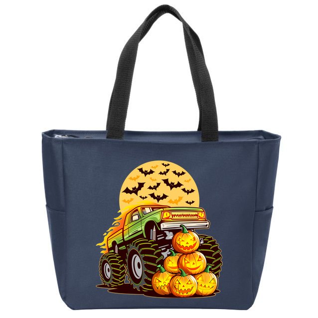 Funny Halloween Monster Truck Zip Tote Bag