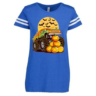 Funny Halloween Monster Truck Enza Ladies Jersey Football T-Shirt