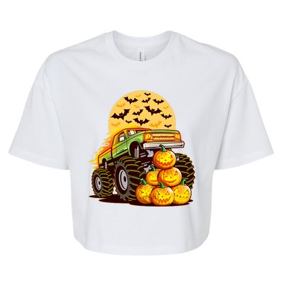 Funny Halloween Monster Truck Bella+Canvas Jersey Crop Tee