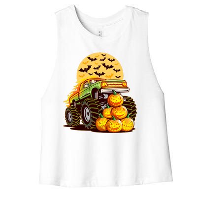 Funny Halloween Monster Truck Women's Racerback Cropped Tank