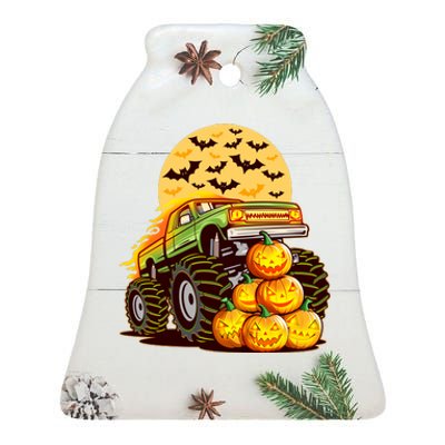 Funny Halloween Monster Truck Ceramic Bell Ornament