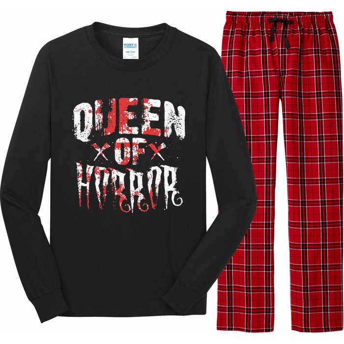 Funny Horror Movie Gift Scary Queen Of Horror Mother's Day Long Sleeve Pajama Set