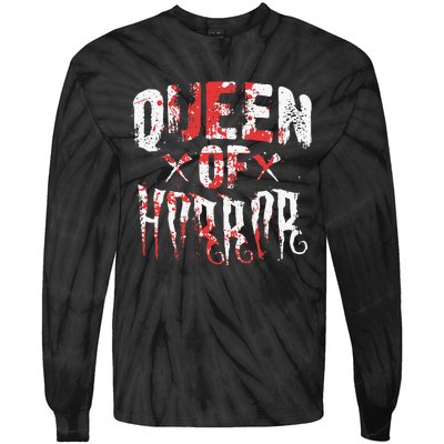 Funny Horror Movie Gift Scary Queen Of Horror Mother's Day Tie-Dye Long Sleeve Shirt