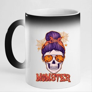 Funny Halloween Momster Monster Skull 11oz Black Color Changing Mug